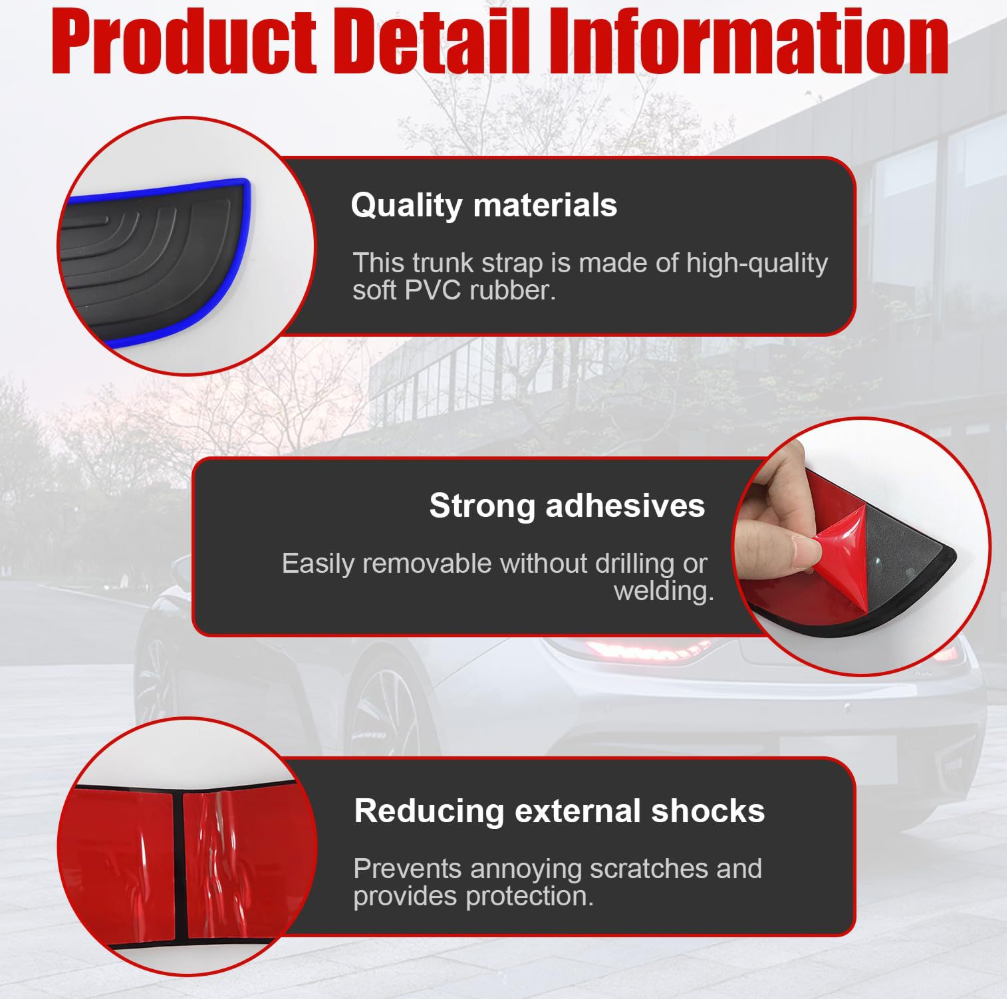 New Universal Trunk Door Sill Plate Protector Rear Bumper Guard Rubber Mouldings Pad Trim Cover Strip For Car Accessories