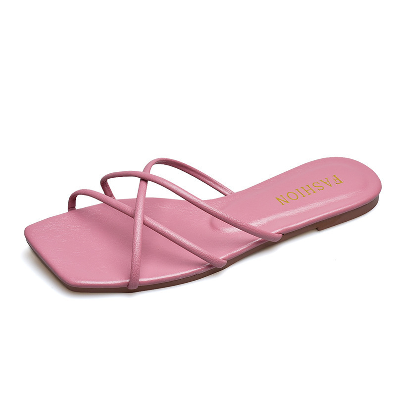 Herringbone Summer Ddmywed Fashion Outwear Version Square Headed Flat Bottom Clip Feet Poster Beach Slippers Trendy Women S Shoes Chinese Brand F Ddmy