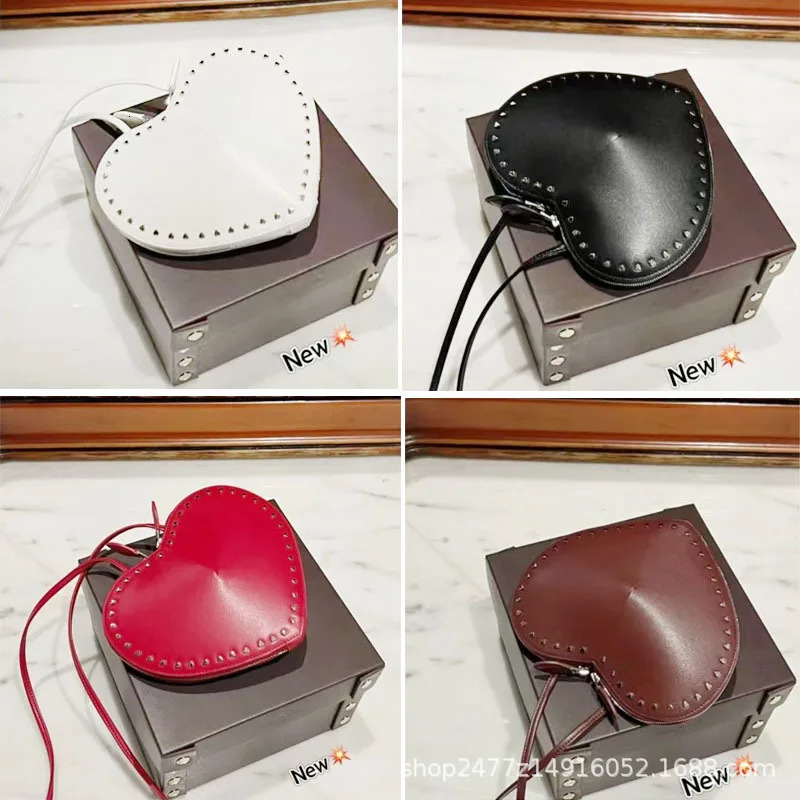2024Nichedesign Genuine Leather Peach Crossbody hot Bag: High-Quality, 3D Love Heart Design