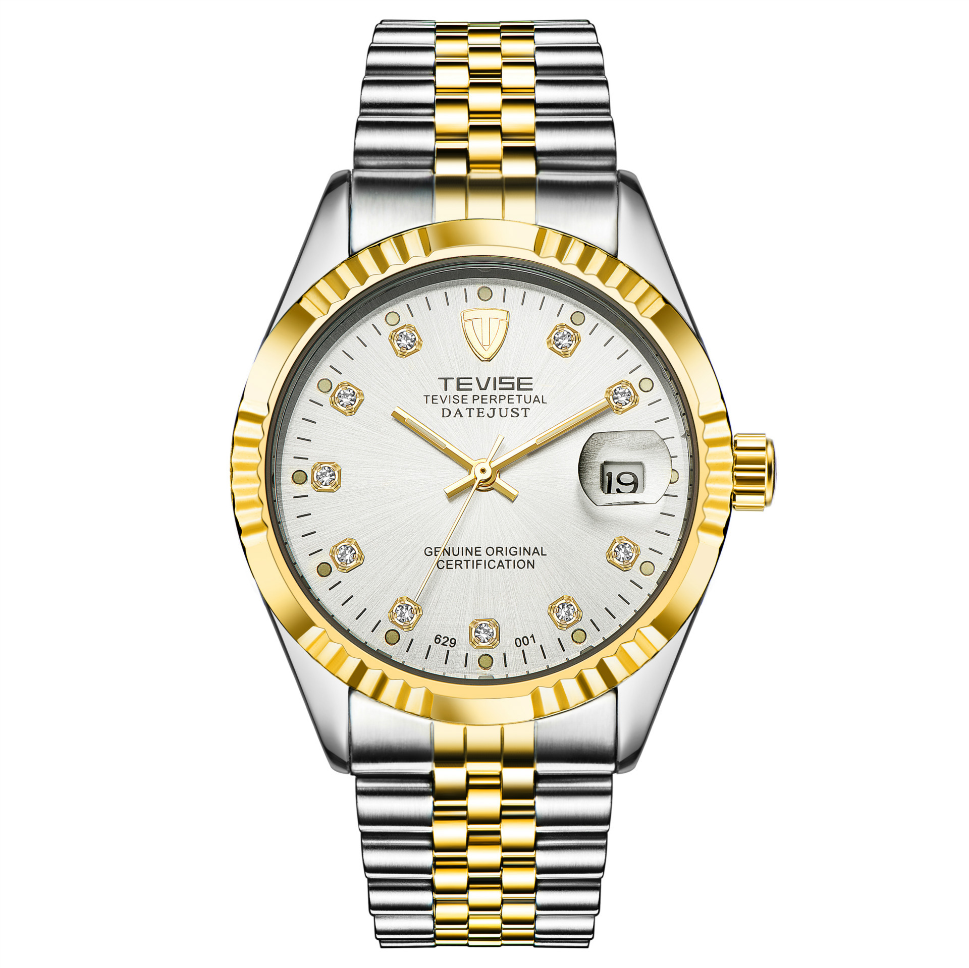 TEVISE Mechanical Watchs Men Waterproof Business Calendar Watch, a Simple Stainless Steel Designer Mens Watch Luminous Automatic Wristwatch T011 629-0