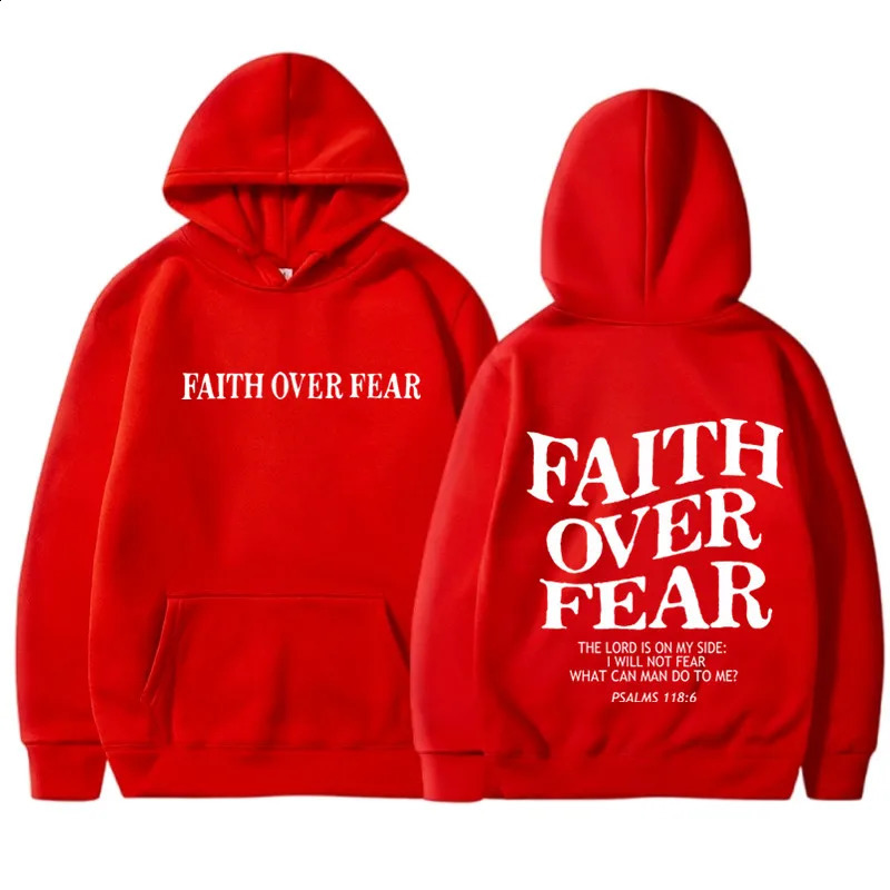 FAITH OVER FEAR Print Hoodies for Men Women Casual Long Sleeve Hooded Sweatshirts Hip Hop Harajuku Hoodie Y2k Men Tops Hoodie 241230
