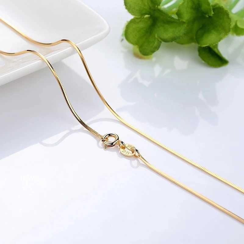 Authentic 14k Womens Gold Necklace Water Wave Chain Snake Bone/Star/Cross Chain 18 inch Necklace Pendant Exquisite Jewelry W241230