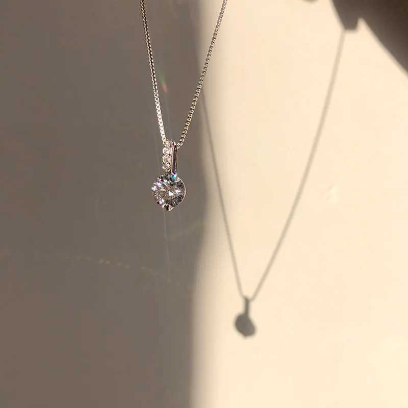 Hot 925 sterling silver 14k gold-plated necklace single sparkling zircon clavick chain womens wedding exquisite jewelry W241230