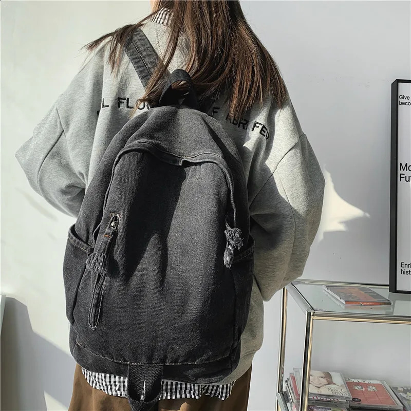 Gothic Gradient Backpack American Street Style Cowboy Large Capacity Student Schoolbag Y2k Harajuku Bag Women Men Backpack 241230