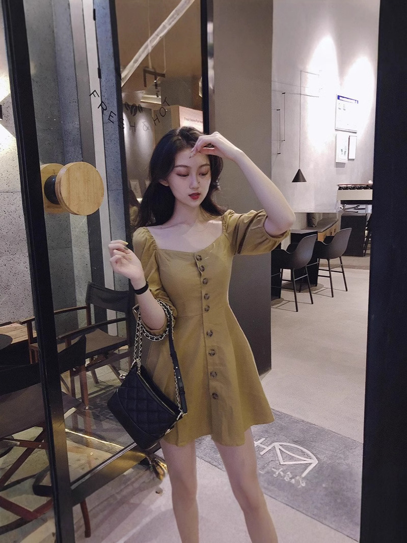 F222 Dress Women's Design Niche Oil Painting Smudge Print Slim Fit Pleated Off-Shoulder Suspender Long Dress