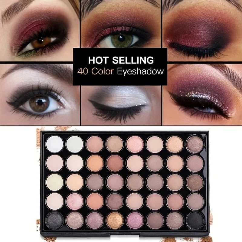 40 Colors Glitter Eyeshadow Palette with 5 Brushes Matte Waterproof Long Lasting Pressed Powder Cosmetics MakeUp KXJ241230