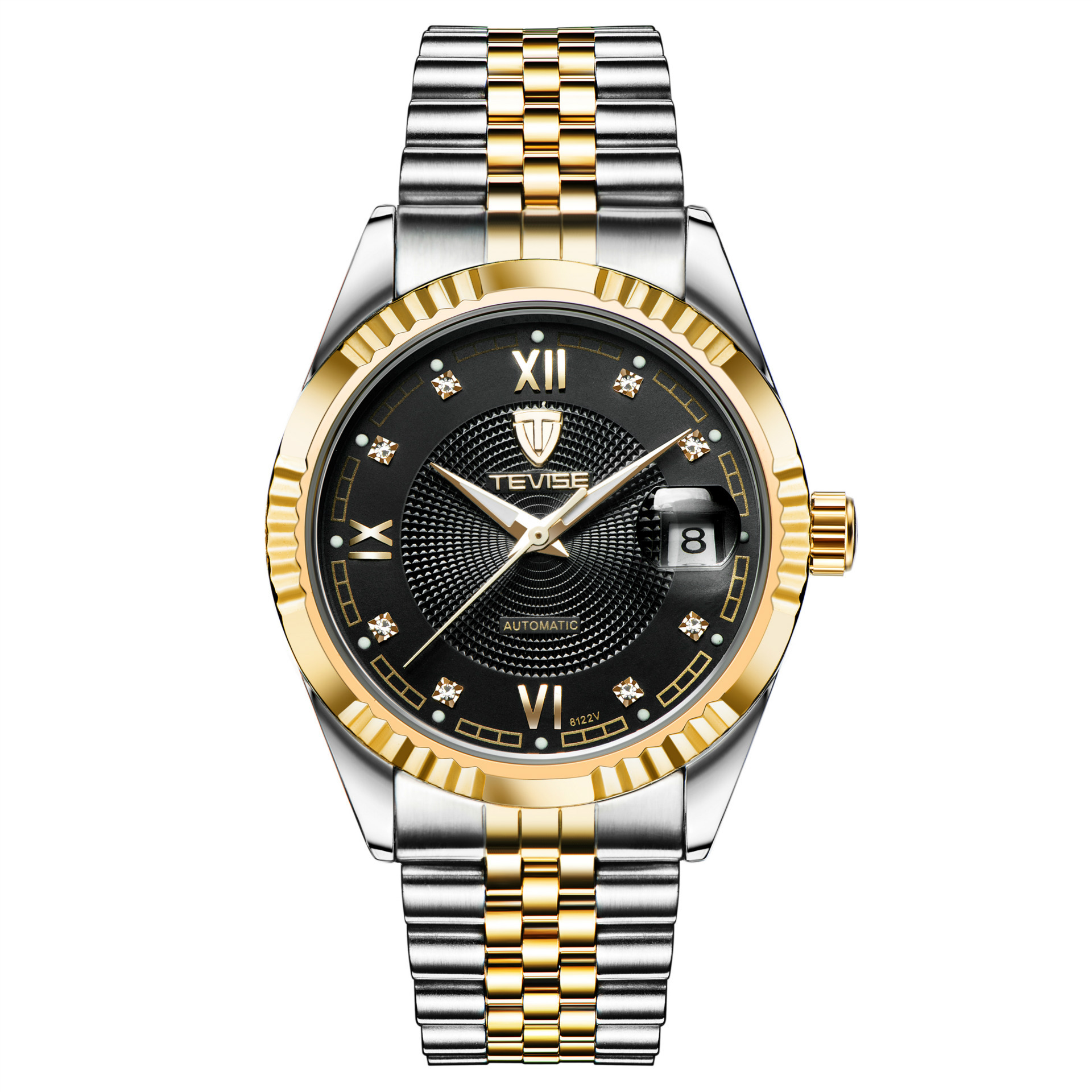 TEVISE Mechanical Watchs Men Waterproof Calendar Watch Leisure and Fashionable Stainless Steel Designer Mens Watch Luminous Automatic Wristwatch T012 