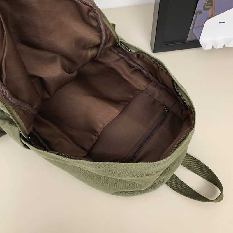 Washed canvas backpack for men and women, large capacity college student backpack for women, trendy brand street travel backpack 241230