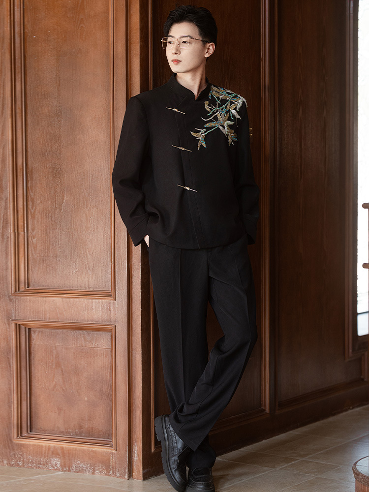F1230Groom wedding suit Zhongshan suit men's Chinese style engagement suit