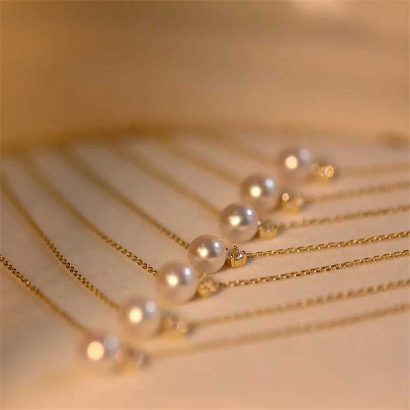 925 sterling silver gold-plated 14K gold shell pearl zircon pendant necklace suitable for womens simple French wedding jewelry decoration W241230