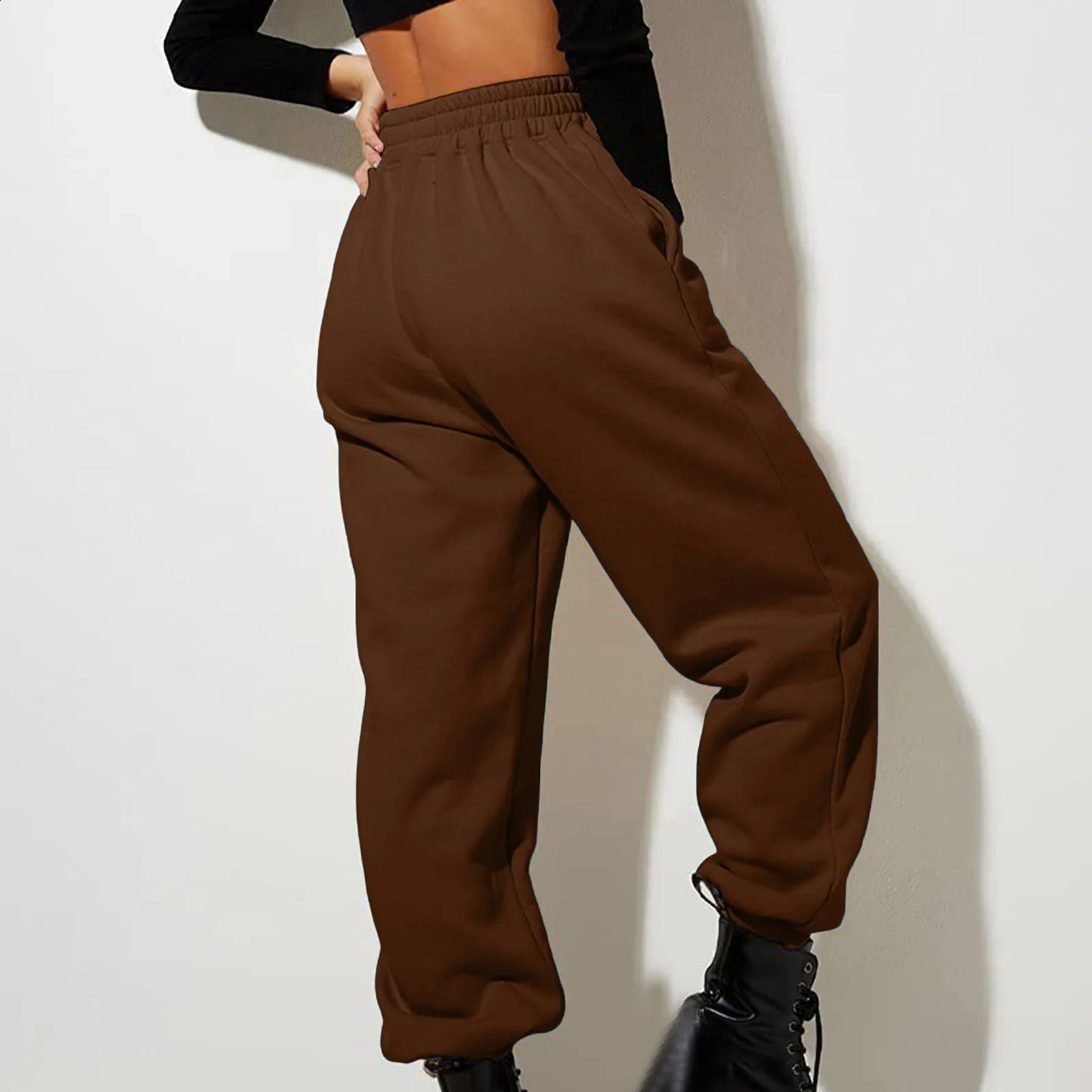 Women Fleece Lined Wide Straight Leg Bottom Winter Warm Pants Daily Casual Jogger Sweatpants Sports Trousers Z260314