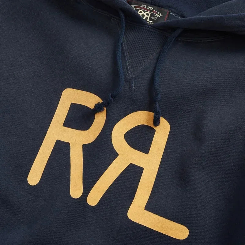 24Aw Double R Japanese Cotton Casual Printed Letter Loose Men's And Women's Long Sleeved Hooded Sweatshirt
