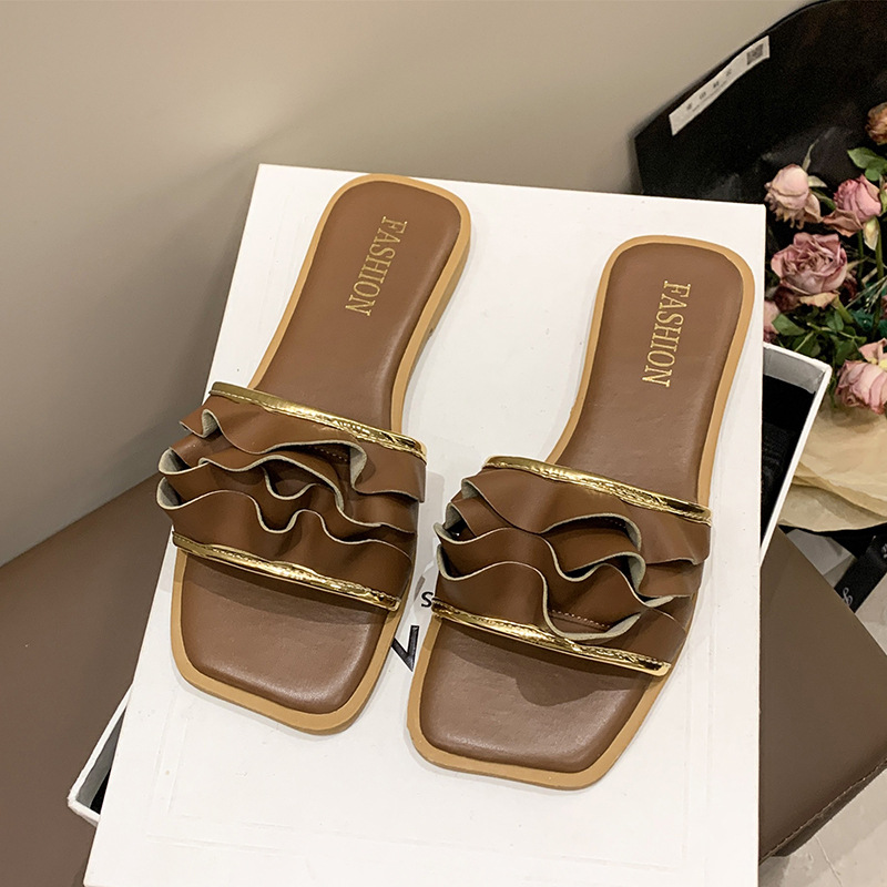 hot Women Slippers Flat Bottom Simple Design Versatile Plus Size Comfort Indoor Wear Triple Black Brown Beige White Free shipping