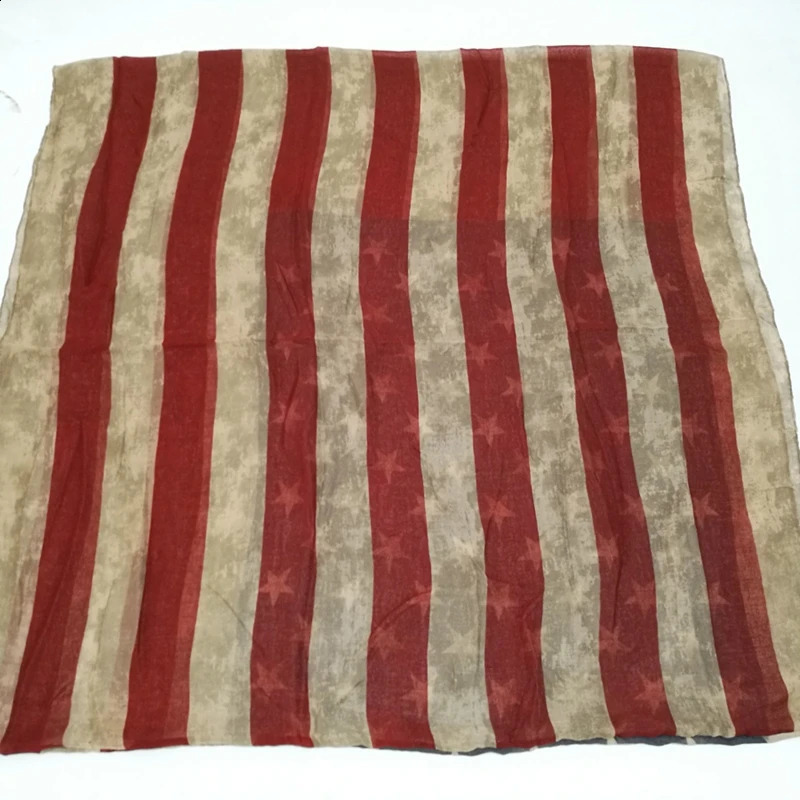 Vintage American Flag Scarf Women Soft Viscose Ring USA Festival Celebrate Shawl Femme Snood Neckerchief 241228