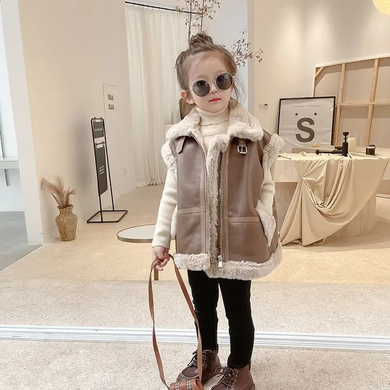 Girls Jacket Leather Vest Fashion Kids Coats French Children Outerwear Spring Autumn 22-046 241230