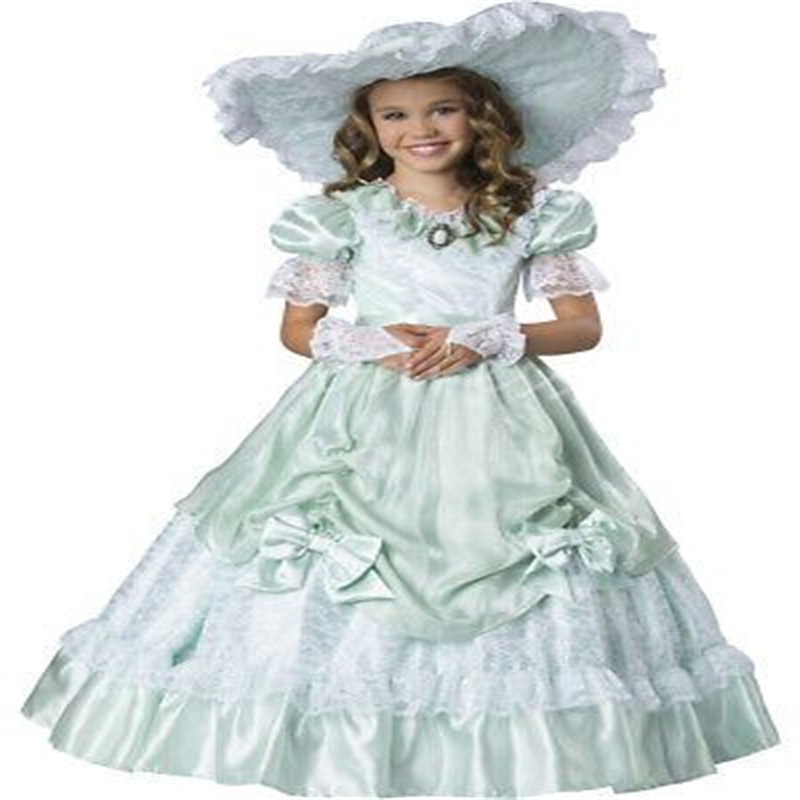 Era Southern Belle Flower Girls Dress Mint Green French Medieval Renaissance 1860s Kids Pageant Dress Birthday Party First Holy Communion Dress Caramu