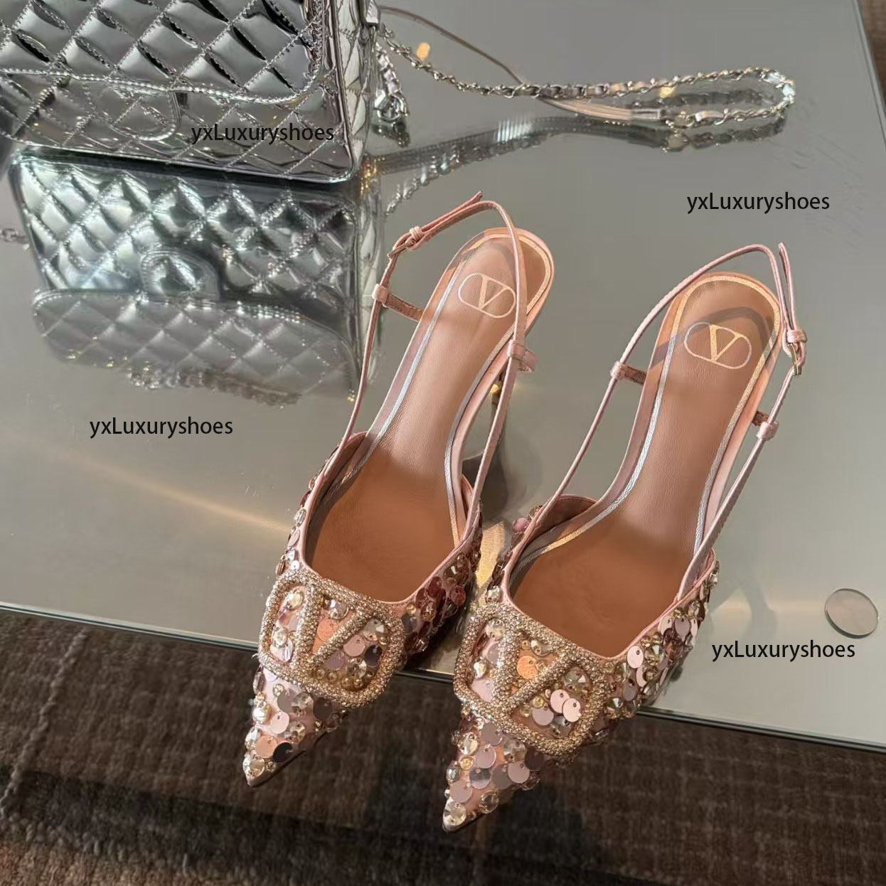 2025 Paris Designer shoes Women's new top quality 8CM high heel crystal sandals Top design handmade crystal upper ladies wedding party perfect crystal princess shoes