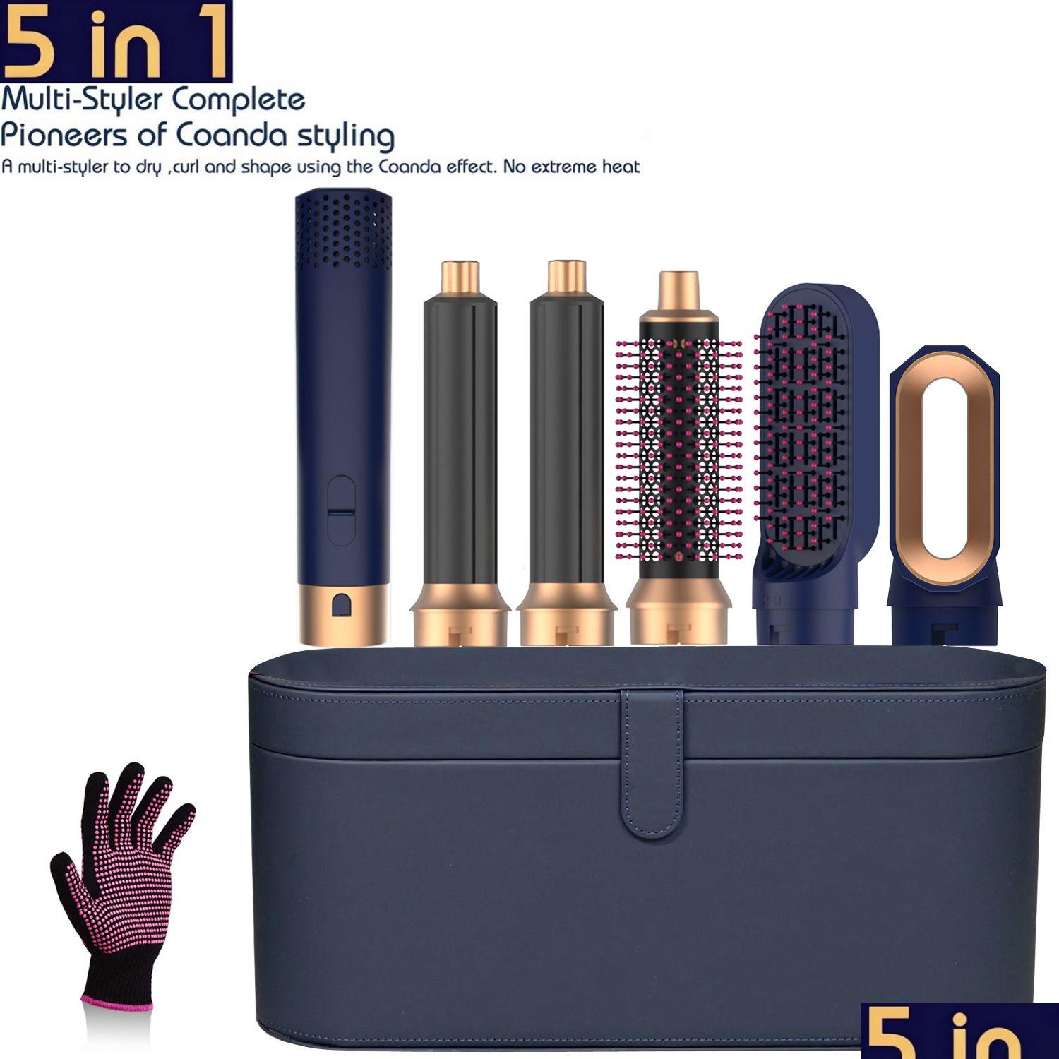 Irons 5 In 1 Multifunctional Air Brush Wrap Negative Ion Hair Dryer Style With Curg Straightener Nozzles Drop Delivery Produc Otie0