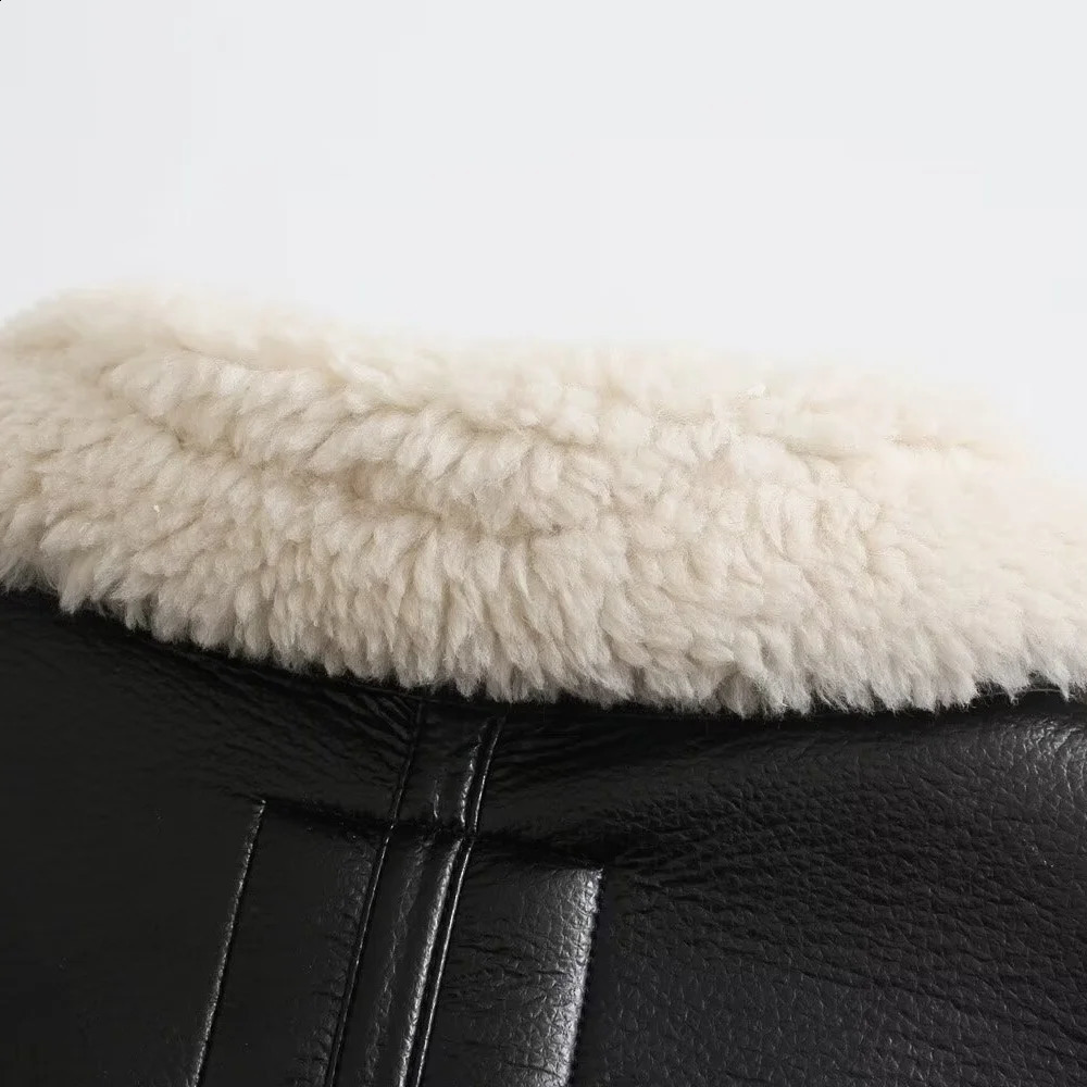 UNIZERA 2024 AutumnWinter Product Casual Womens Wear Thick Fleece Leather Stand up Collar Jacket Coat 241224