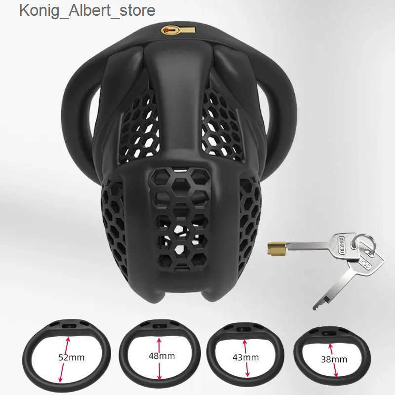 Chastity Devices Male chastity cage 2 color sissy anti cheating SM gay beehive absolute restraint penis ring high-quality urea brass lock L240910