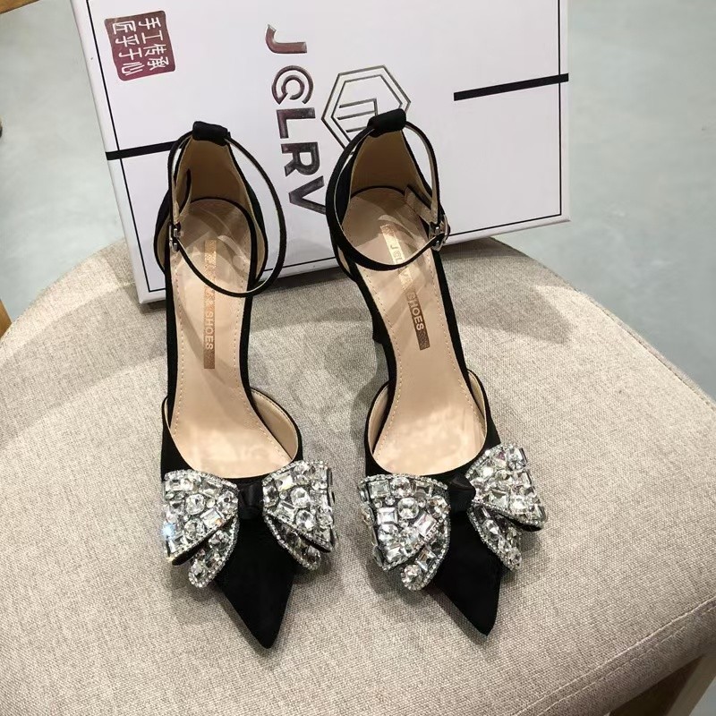 Women Dress Shoes Fashion High Heel New Dia Versatile High-End Elegant Triple Black fashion