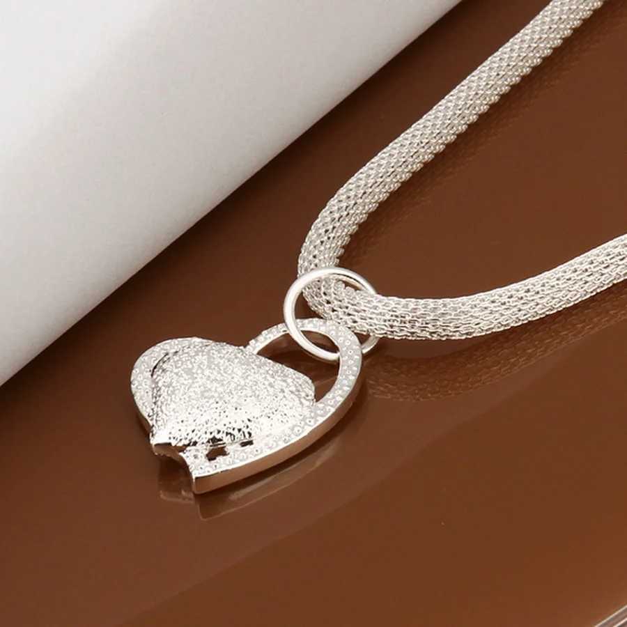 925 sterling silver necklace gorgeous charm fashionable heart-shaped wedding La womens noble luxury 18 inches 45cm jewelry W241230