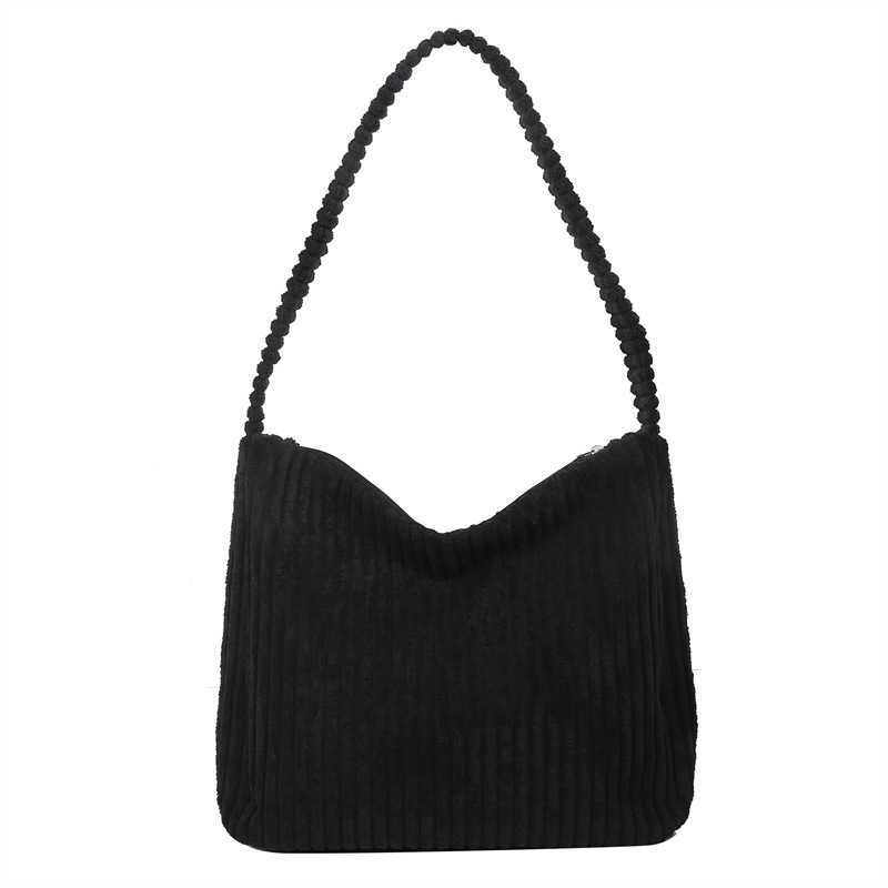 In 2023, corduroy tote bags will be launched as large capacity shoulder bags for college students attending classes 241230