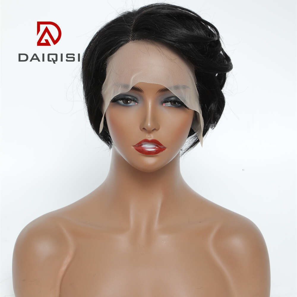 Lace Front Wig Cover T Shape Oushuo Style Bob Side Curly T-Shaped Mesh Cap Gradient Lace Real Hair Wig Headband Kq2 Kq2