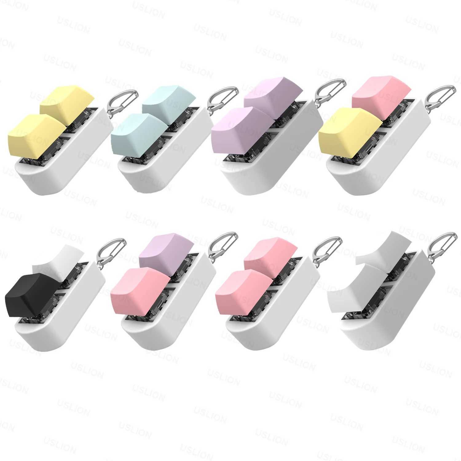 Mini 2-key keyboard cover toy stress relieving Fidget key cover Fidget keychain keyboard keychain toy finger keyboard key toy W241230