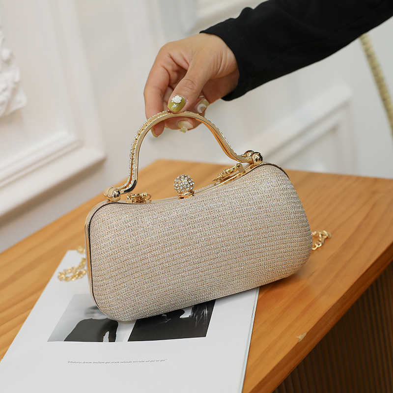 Ins Fashion Women's Bag New Texture Water Diamond Handbag Diagonal Cross Shoulder Banquet Bag Celebrity Fashion Chain Bag