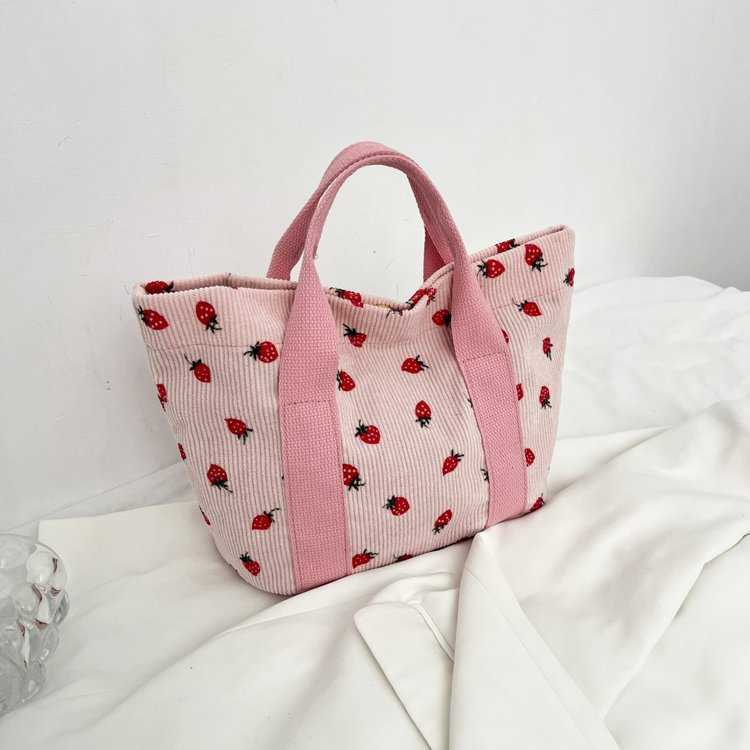 New Corduroy Tote Bag for Women Commuting, Large Capacity for Students Attending Class, One Shoulder Handbag, Simple Work Bag