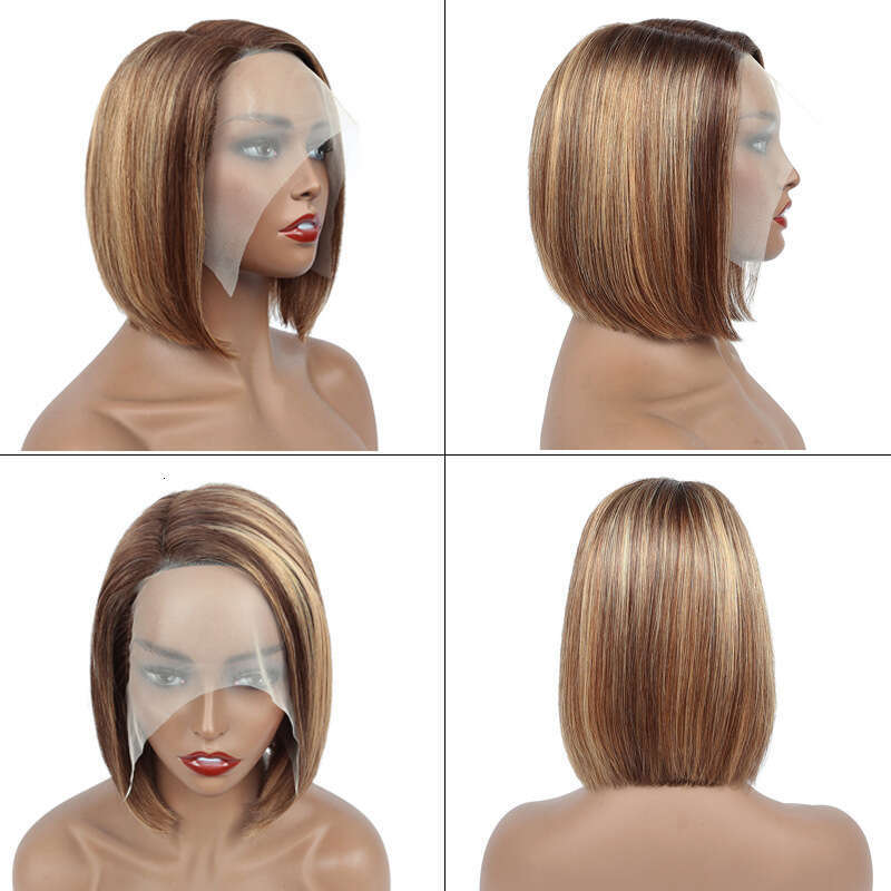 Lace Front Wig Cover T Shape Real Hair Wig Female T-Shaped Front Lace P4-27 Cross Piano Color Bobo Headset Kq2 Kq2