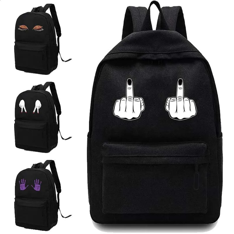 Women Shoulders School Bag Canvas Unisex Backpacks Sport Bag Chest Pattern Printed Casual Backpack Laptop Backpack 241230