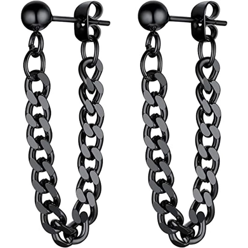 Trendsetting Men's Jewelry - European/American Inspired Black & Silver Earring Set with Durable Materials