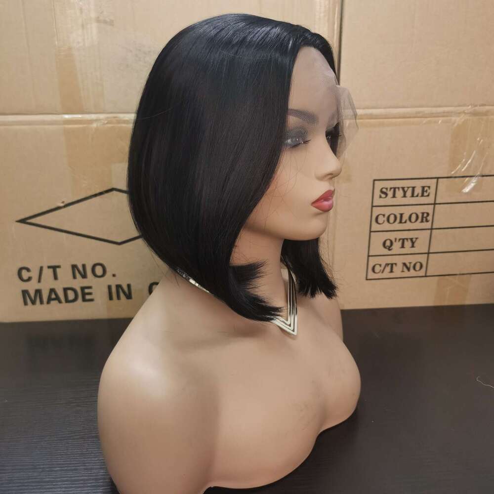 Lace Front Wig Cover T Shape T-Shaped Front Lace Bob Wig For Women, Black Headband, High-Temperature Spun And Hand Woven Wigs Kq2 Kq2