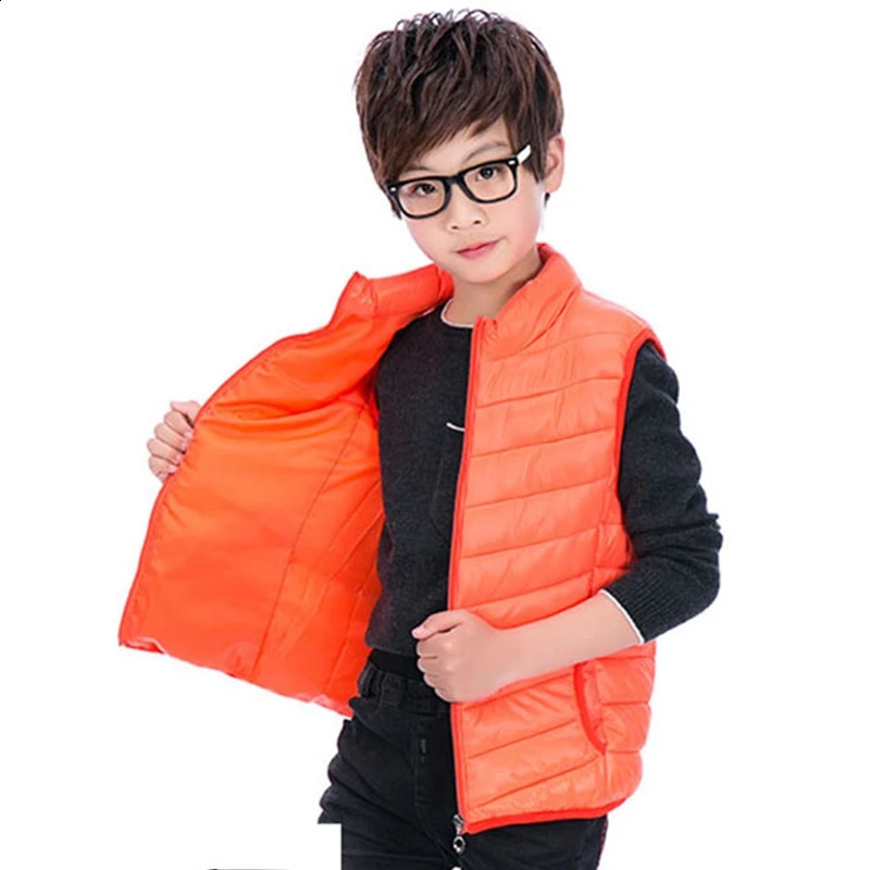Children Clothing Boys Girls Warm Waistcoats Autumn Winter Outerwear Coat Vests KidsToddlers Thick Padded Warm Jacket 3-16 Years 241230