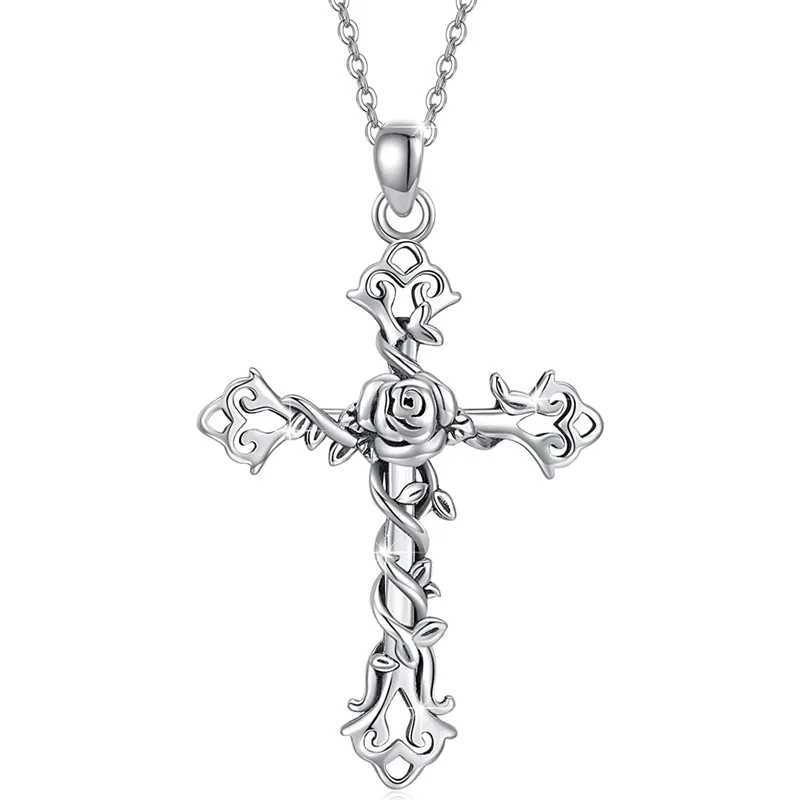 925 pure silver cross pendant necklace womens daily wearable jewelry fashionable and exquisite decorative gifts W241230