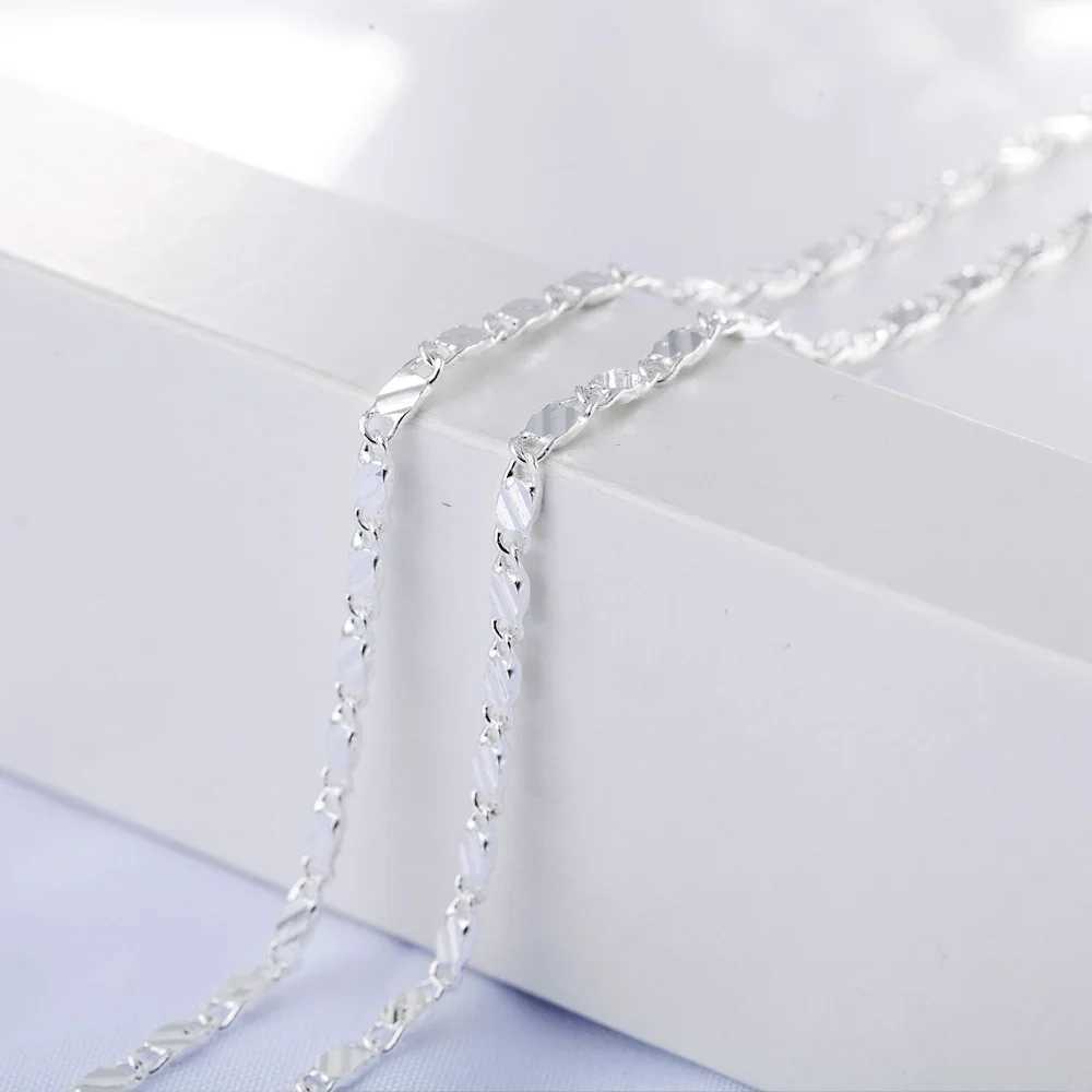 New 925 sterling silver fine 2MM flat Clavicle chain necklace suitable for womens wedding parties jewelry Christmas gifts 40-75cm W241230
