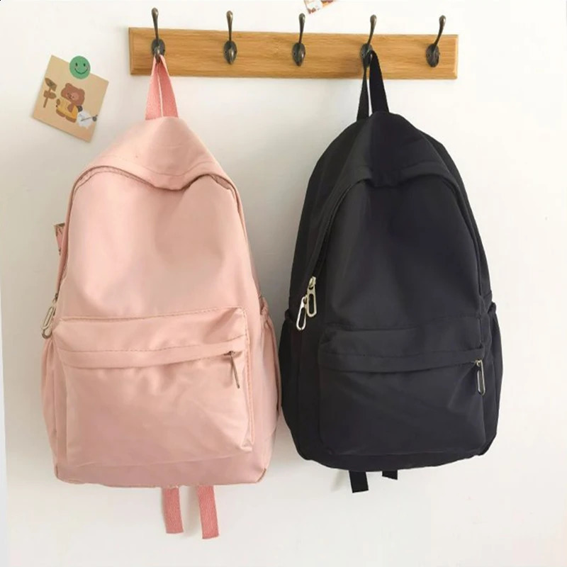 High Quality Waterproof Nylon Women Backpack Female Travel Bag Backpacks Schoolbag for Teenage Girls Solid Color Bookbag 241230