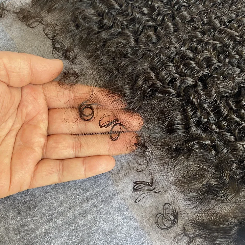 12A 4C Kinky Edges Wig 180% Glueless Afro Kinky Curly Lace Front Wigs Human Hair with Curly Baby Hair HD Transparent Lace Frontal Wigs with Realistic 