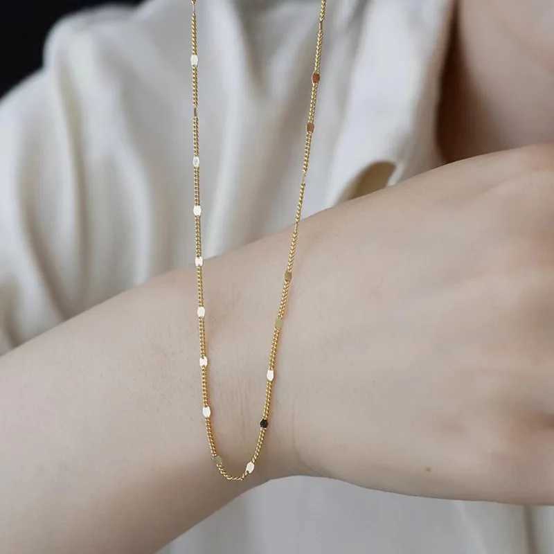 New S925 Pure Silver Womens Jewelry Necklace European Pure Silver Fashion Multi Layer Bar Necklace W241230