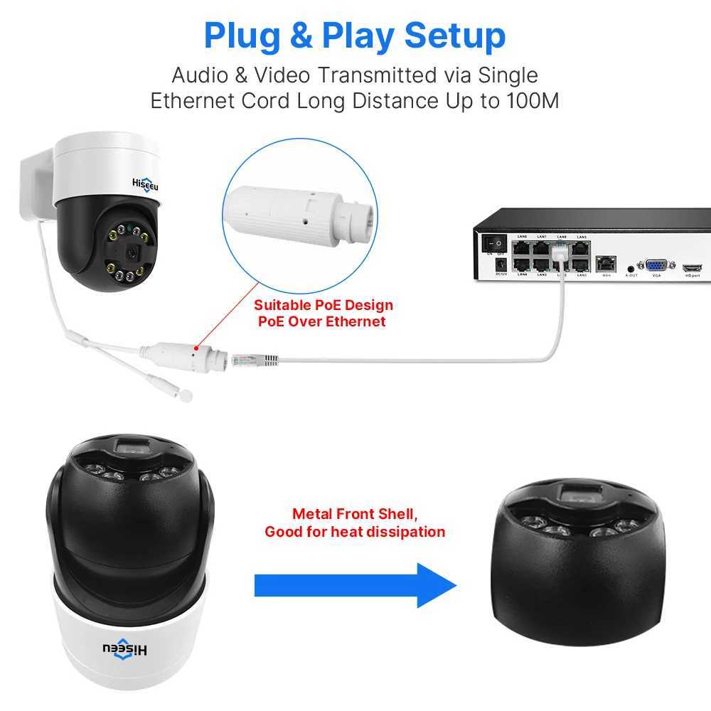 Hiseeu 4K 8MP POE PTZ IP Camera 5X Digital Zo Face Detection Outdoor Video Surveillance CCTV Cameras for Xmeye NVR Z241230