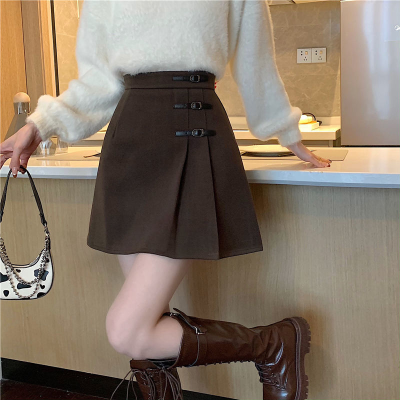 L40995 skirt women 2024 new high waist pleated skirt slim hip skirt
