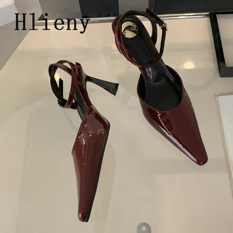 Hlieny 2025 Spring Ankle Buckle Strap Women Pumps Sexy Pointed Toe Thin High Heels Sandals Party Dress Mule Shoes 241230