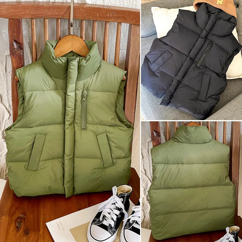 kids Winter Autumn Down Vest Coat Boys Girls Warm Waistcoat Outerwear Clothing Infant Jacket Children White Duck Down Clothes 241230