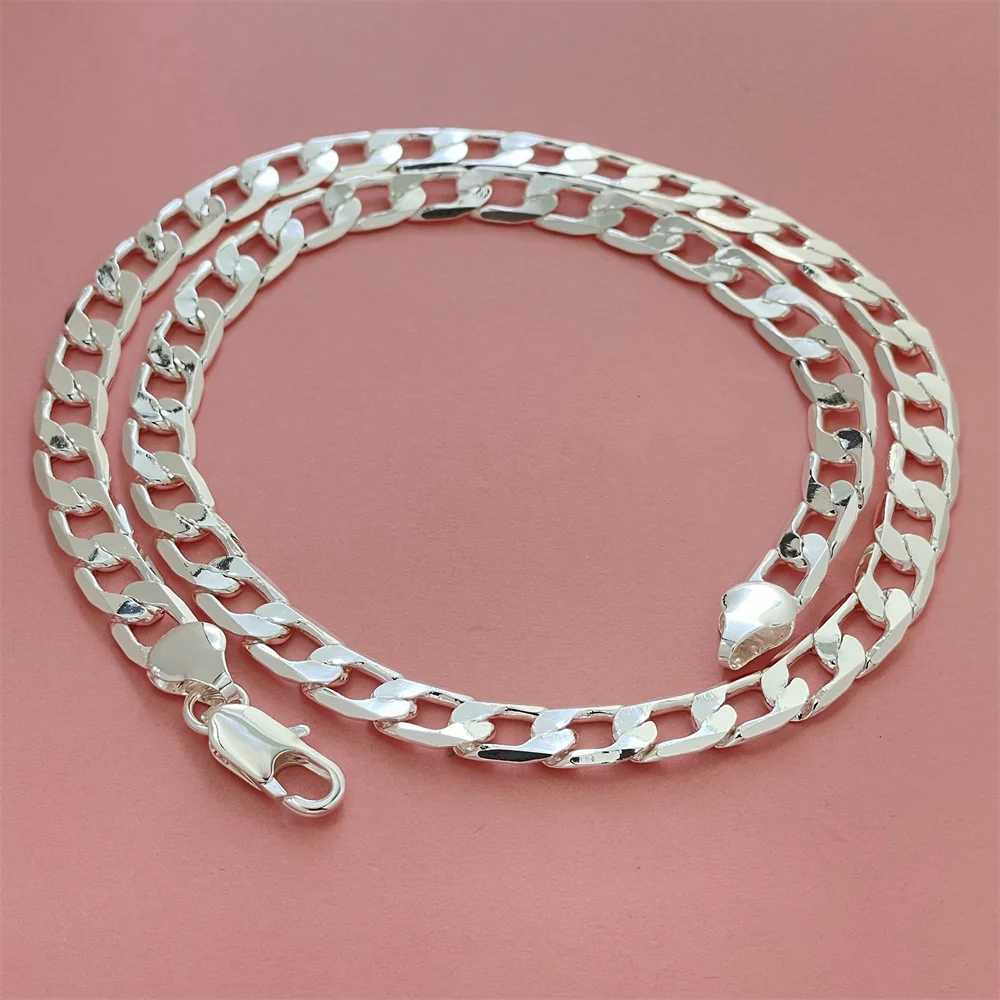 925 sterling silver necklace unisex style classic chain wedding anniversary Christmas gift 2MM-12mm 20cm -70cm W241230