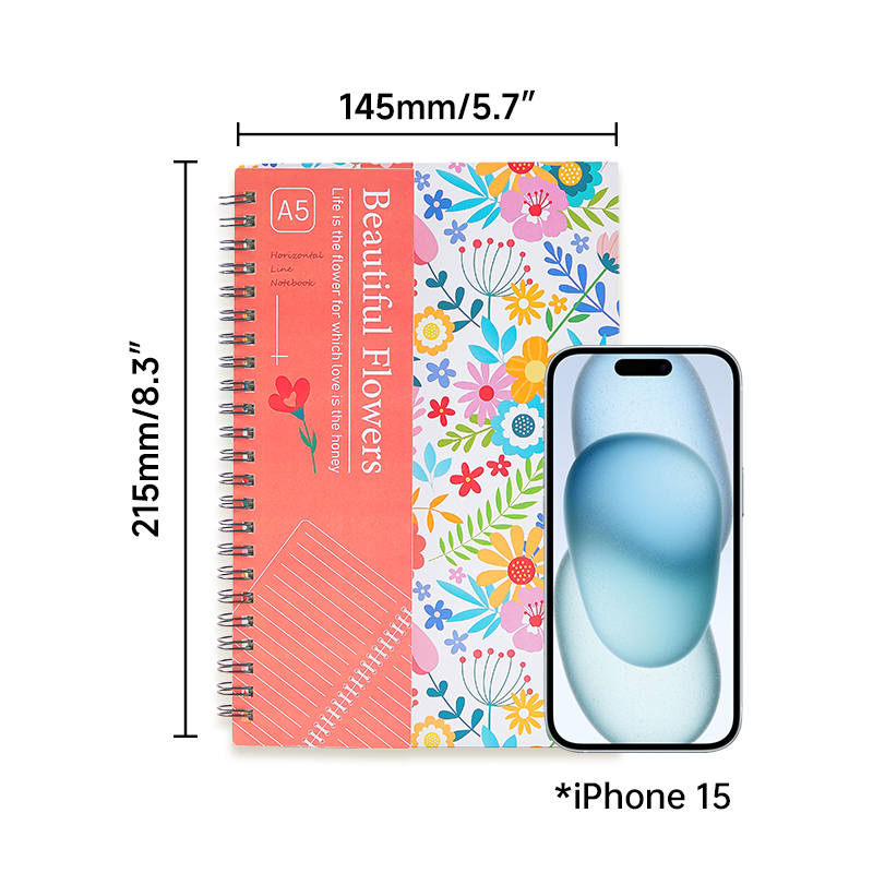 Elegant A5 Flower Pattern Spiral Notebook Convenient Coil Book for Notes & Planning