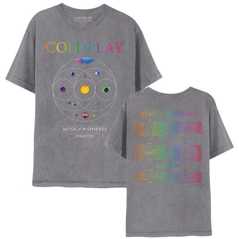 New World Tour T-shirt Coldplay Same Y2K Men's and Women's Street Trendy Top