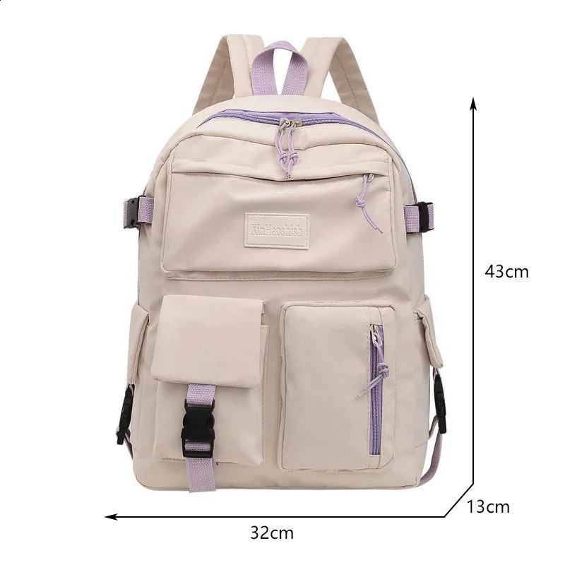 Canvas Womens Backpack Students School Bags for Girls Teenager Cute Multi-pocket Schoolbag Rucksack Handbags Laptop Backpack 241230