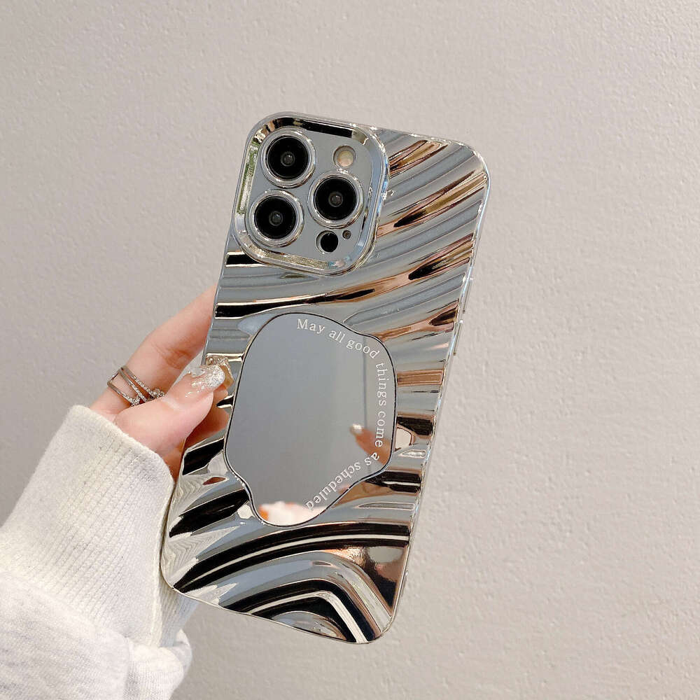 Electroplated mirror suitable for iPhone 15 phone case, advanced wave mirror, Apple 16/14 anti drop soft shell protection